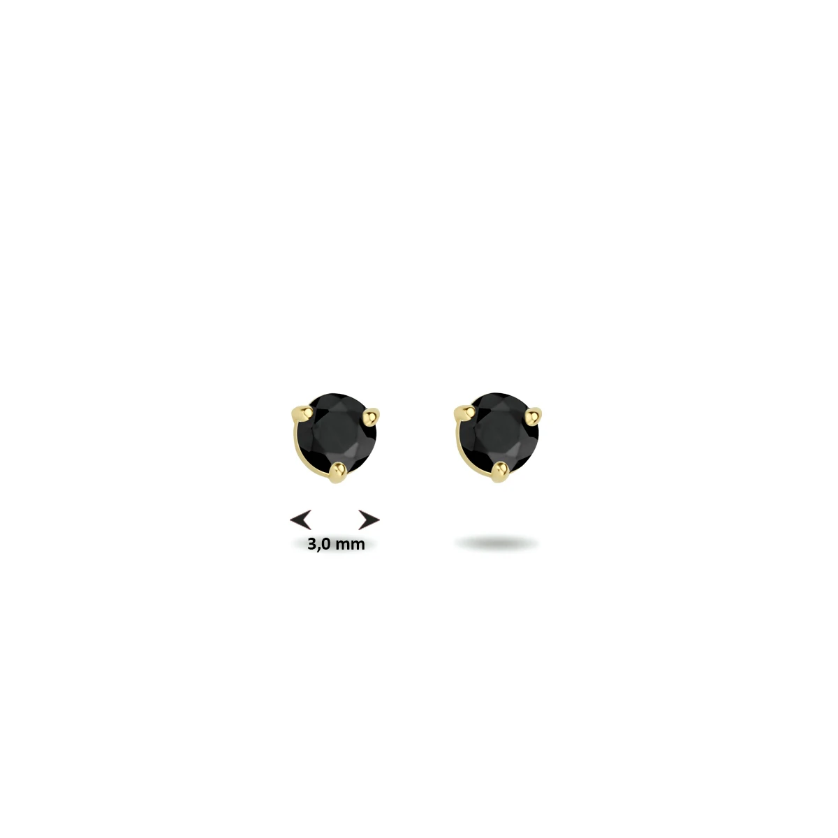 oorknoppen zwart zirkonia 14K geelgoud