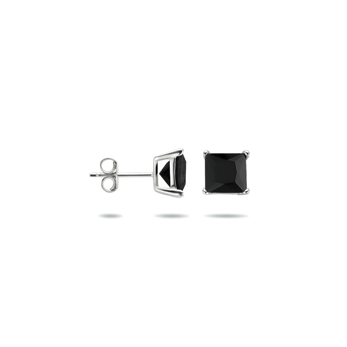 oorknoppen zwart zirkonia zilver gerhodineerd