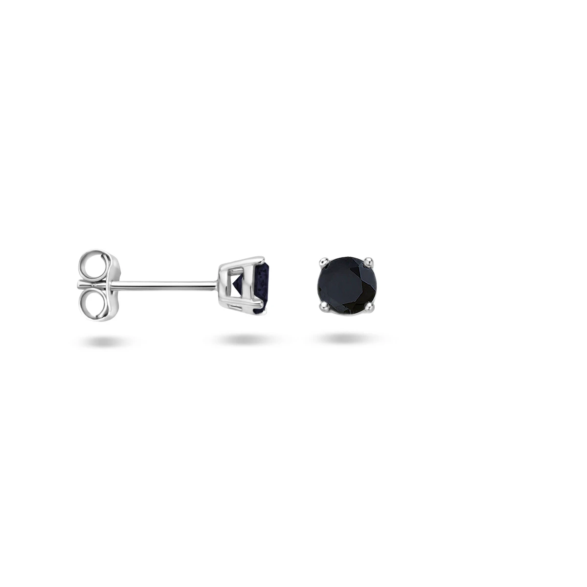 oorknoppen zwart zirkonia zilver gerhodineerd