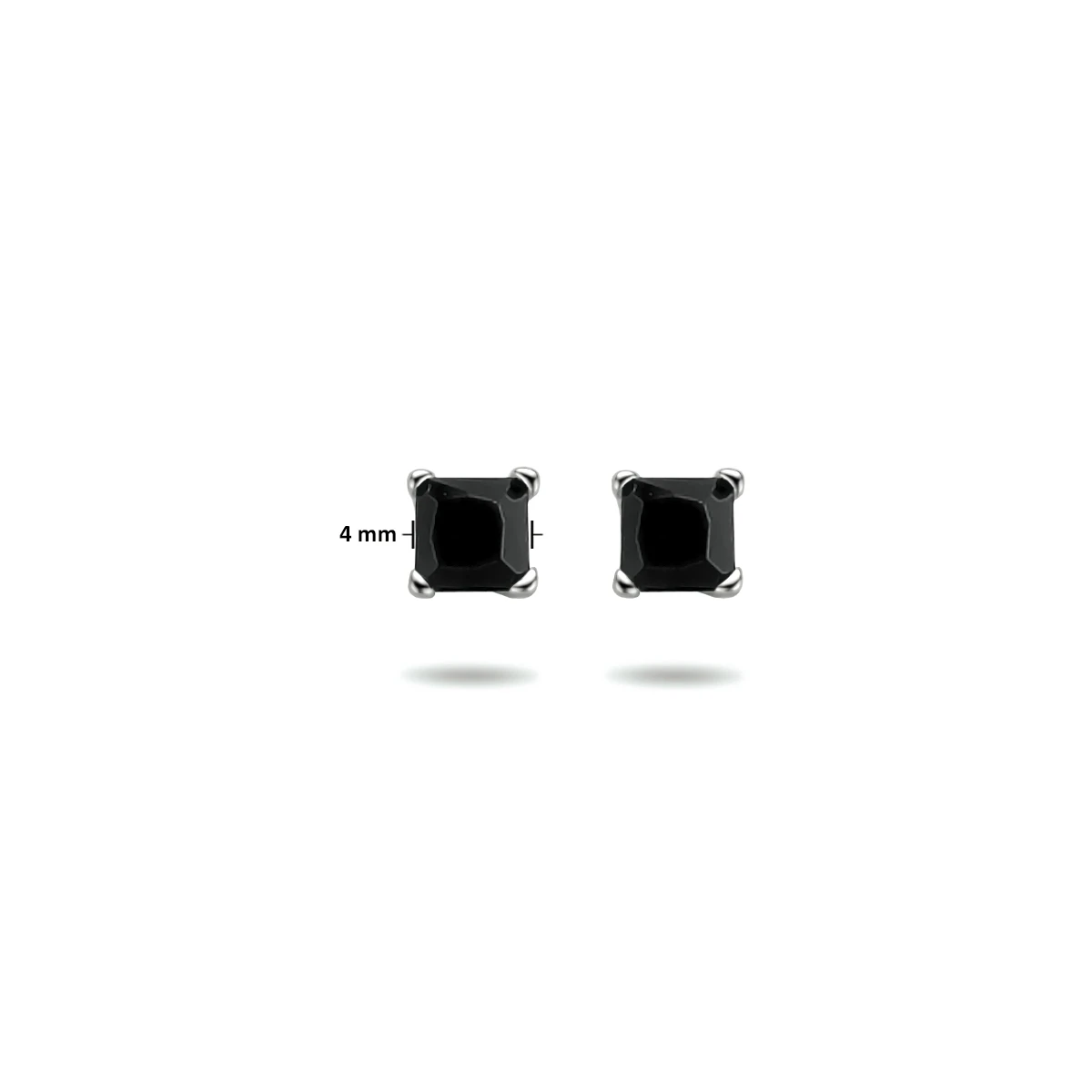 oorknoppen zwart zirkonia zilver gerhodineerd