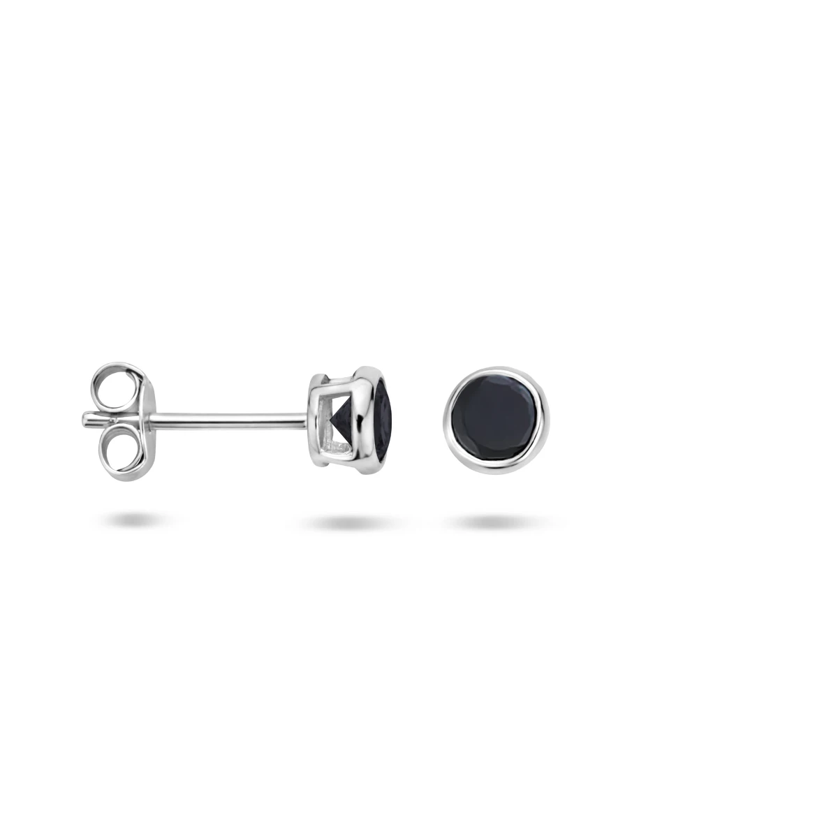 oorknoppen zwart zirkonia zilver gerhodineerd