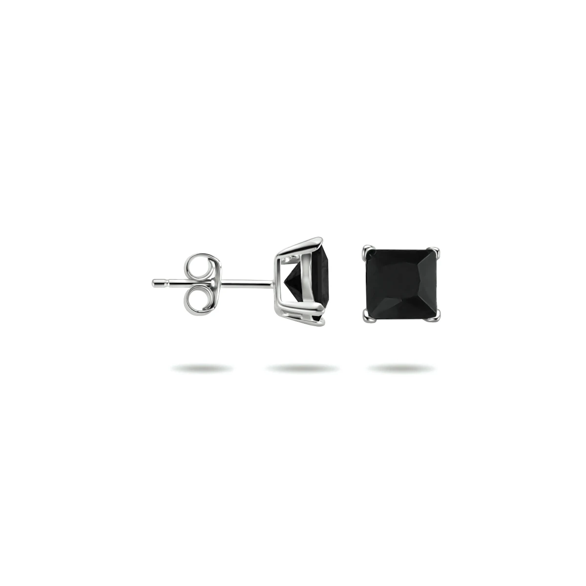 oorknoppen zwart zirkonia zilver gerhodineerd