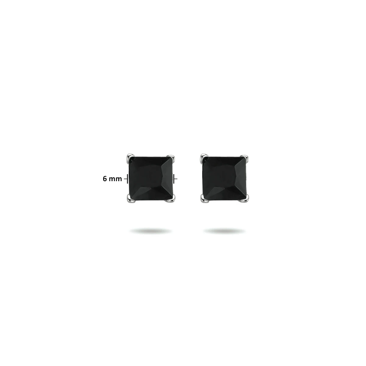 oorknoppen zwart zirkonia zilver gerhodineerd