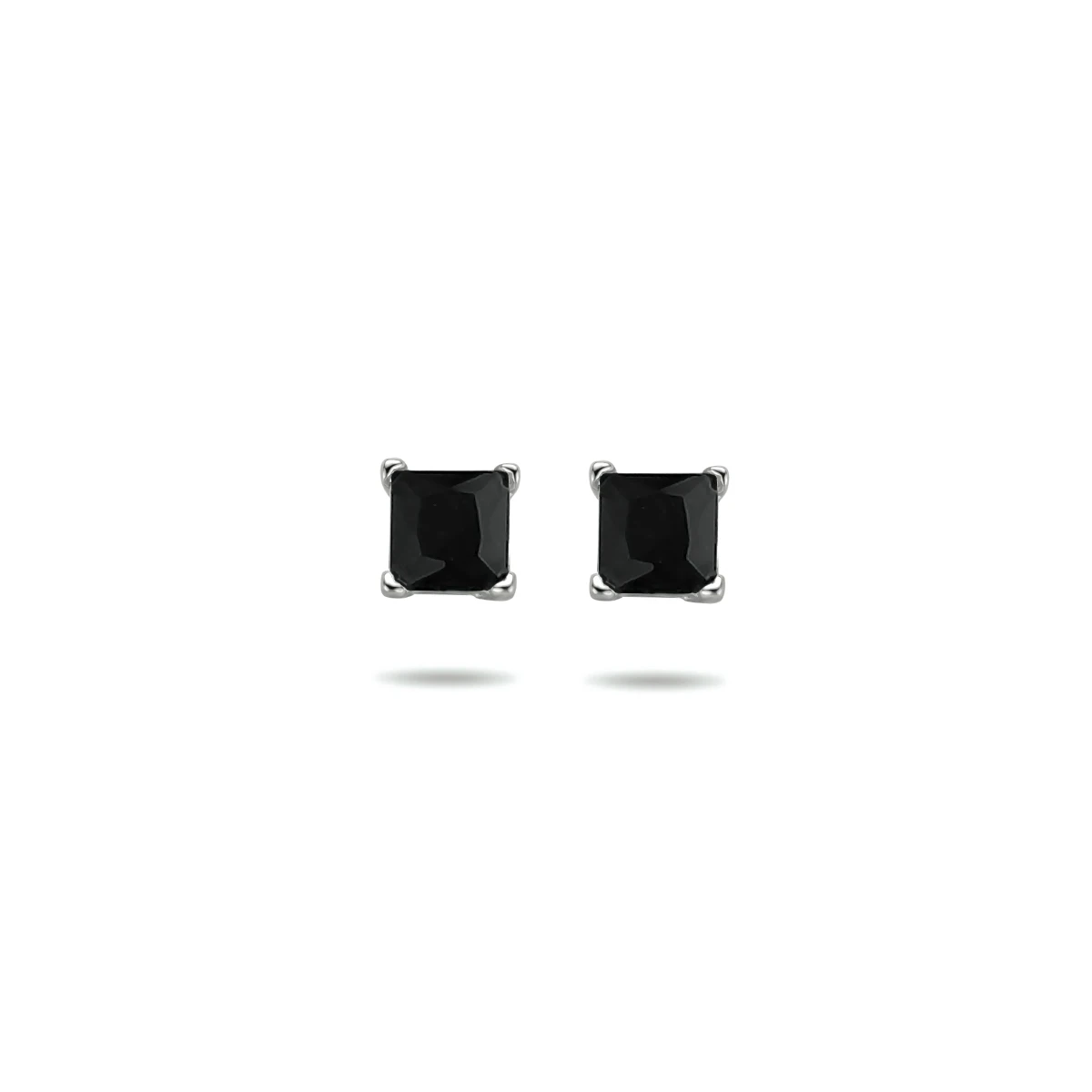 oorknoppen zwart zirkonia zilver gerhodineerd