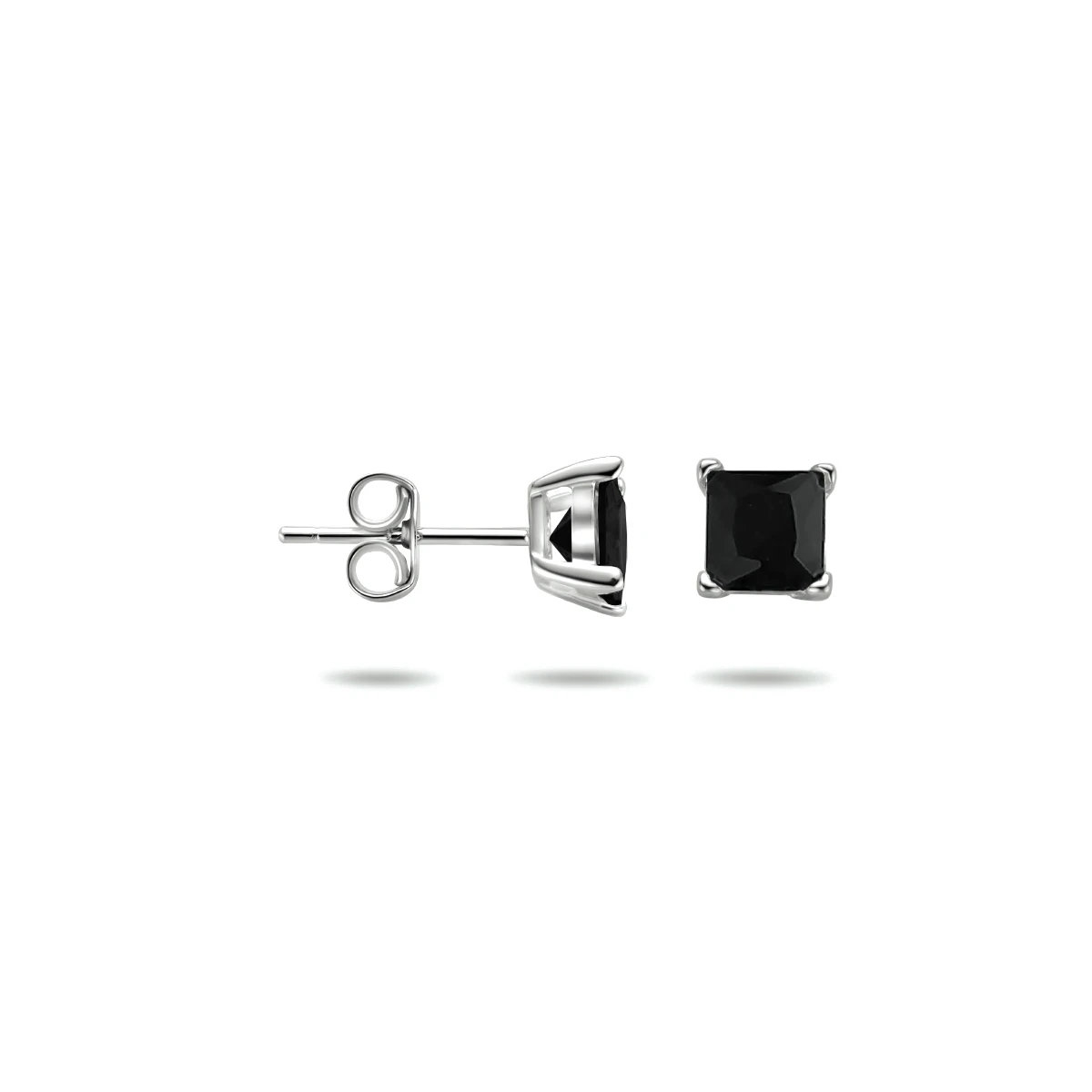 oorknoppen zwart zirkonia zilver gerhodineerd