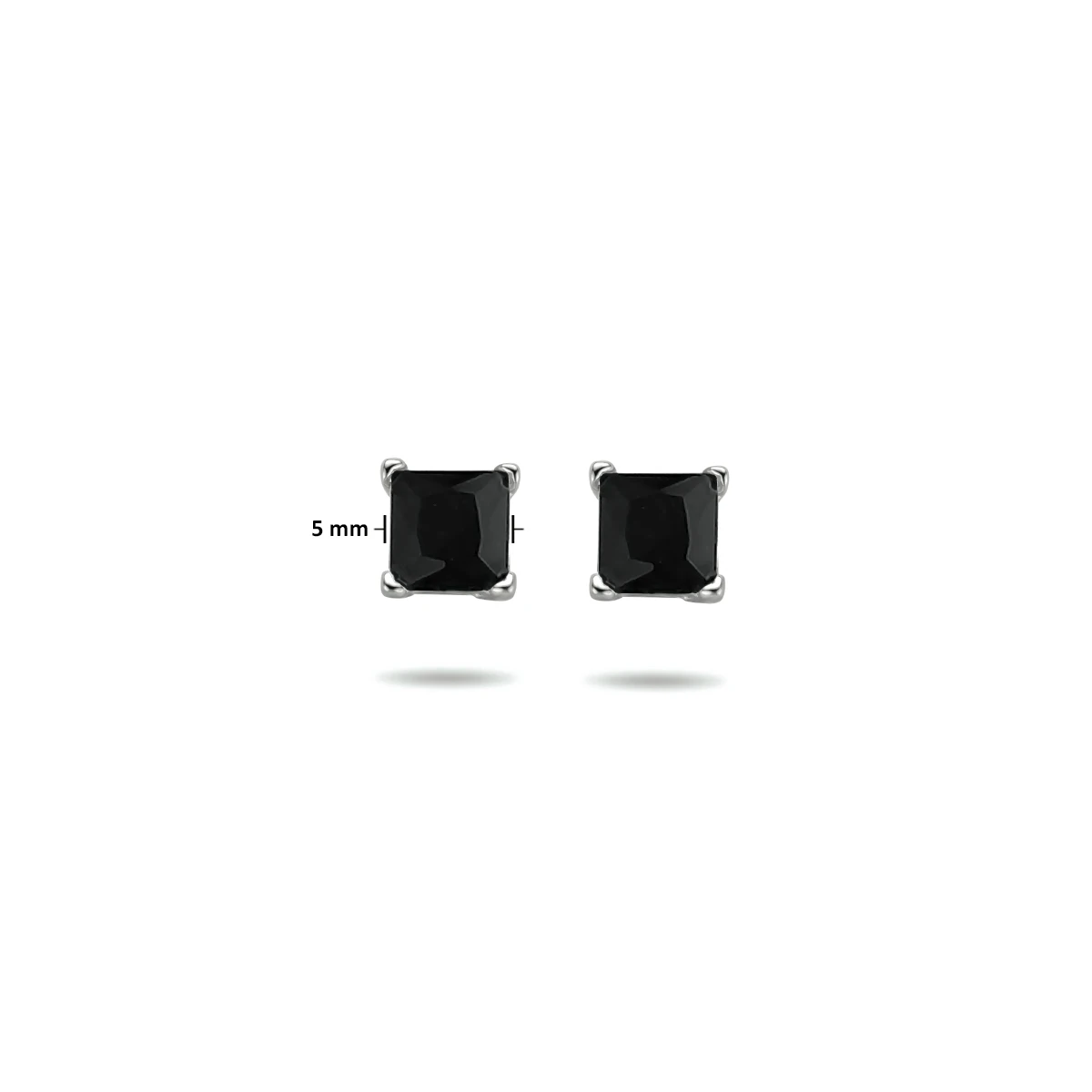 oorknoppen zwart zirkonia zilver gerhodineerd