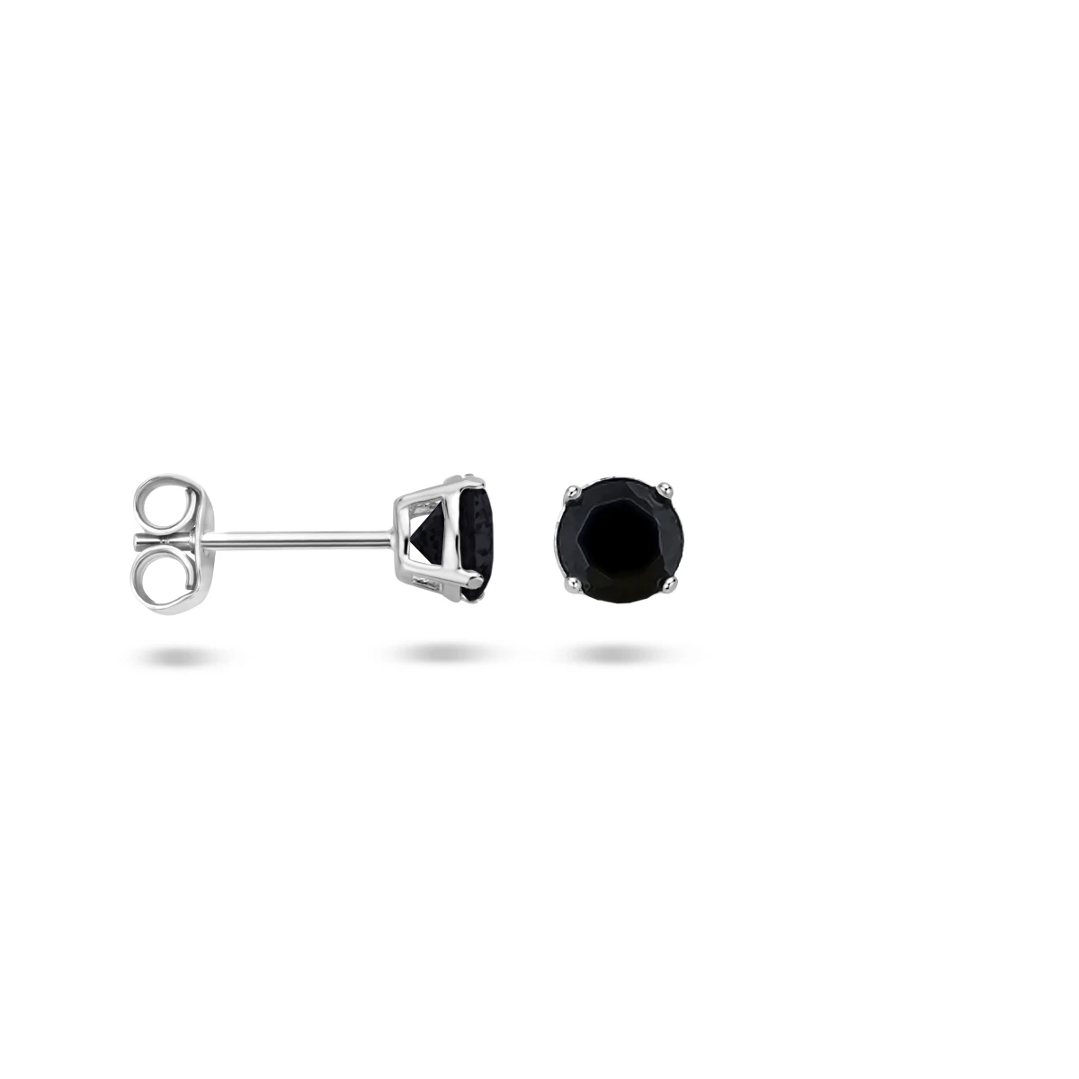 oorknoppen zwart zirkonia zilver gerhodineerd