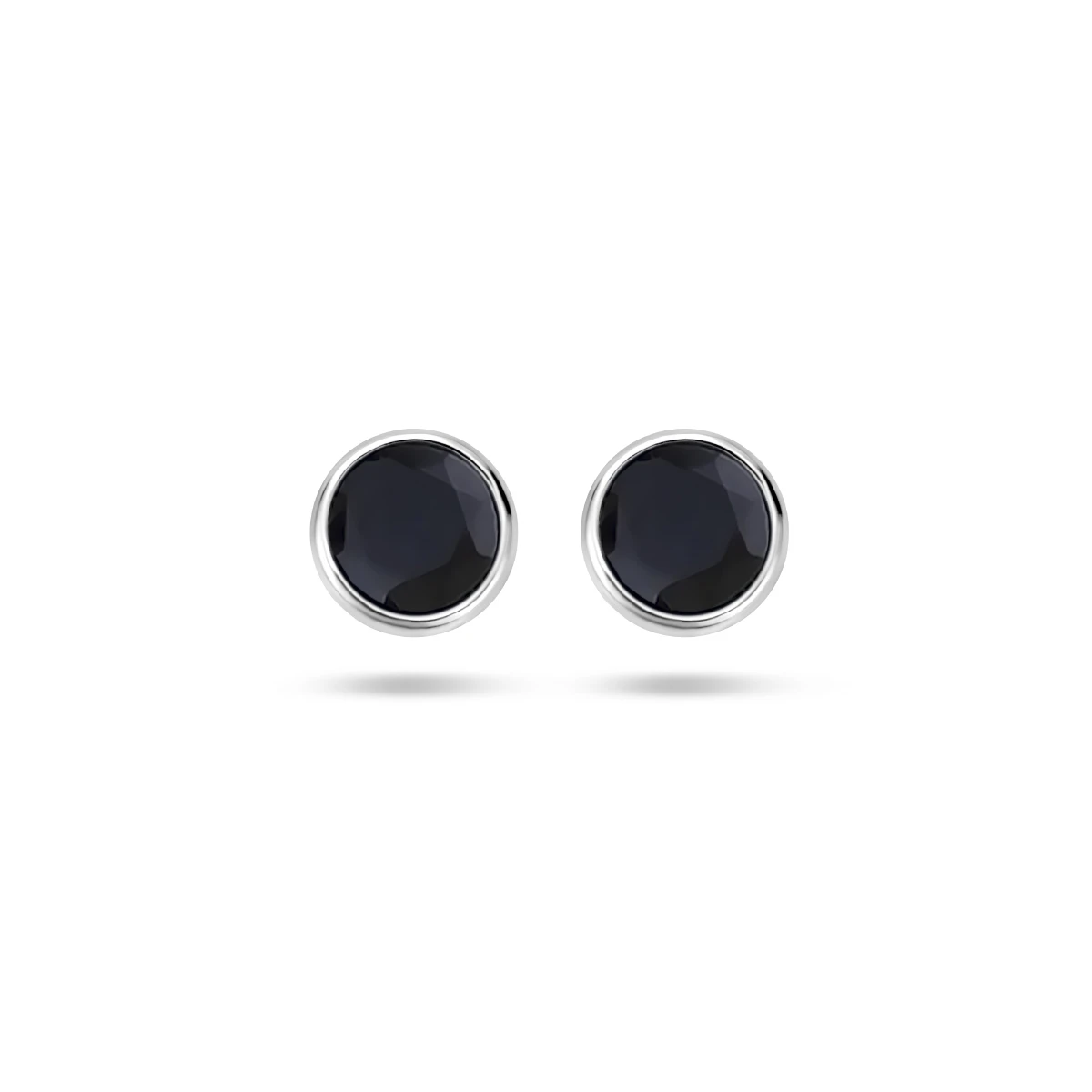oorknoppen zwart zirkonia zilver gerhodineerd