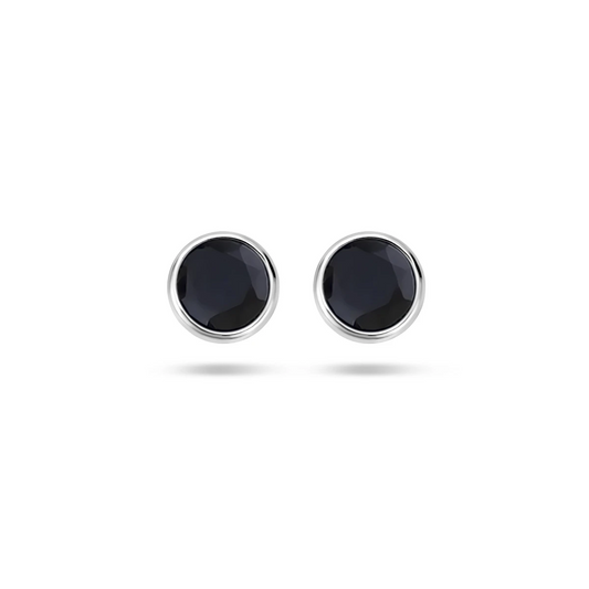 oorknoppen zwart zirkonia zilver gerhodineerd