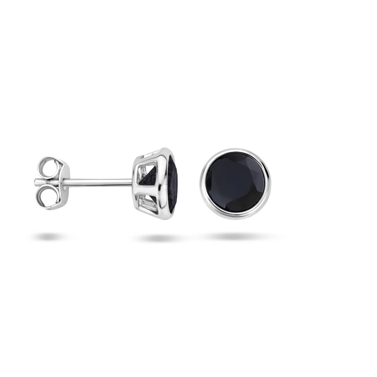 oorknoppen zwart zirkonia zilver gerhodineerd