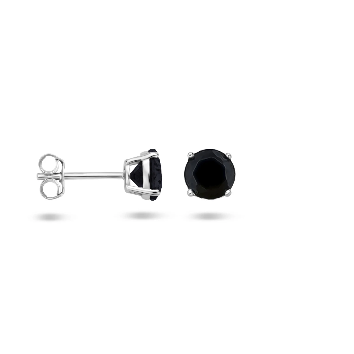oorknoppen zwart zirkonia zilver gerhodineerd