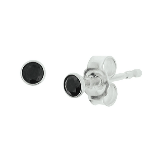 oorknoppen zwart zirkonia zilver wit