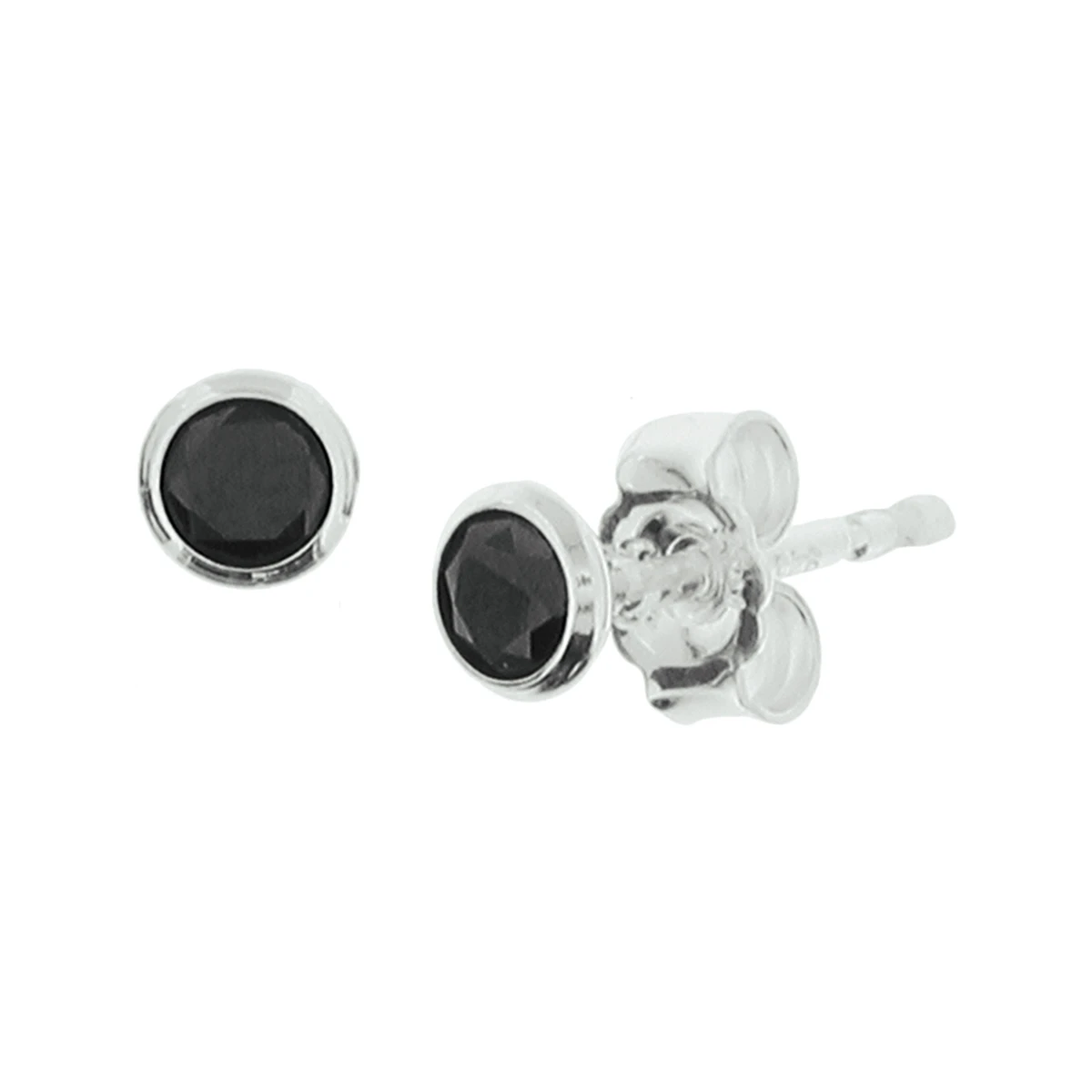 oorknoppen zwart zirkonia zilver wit