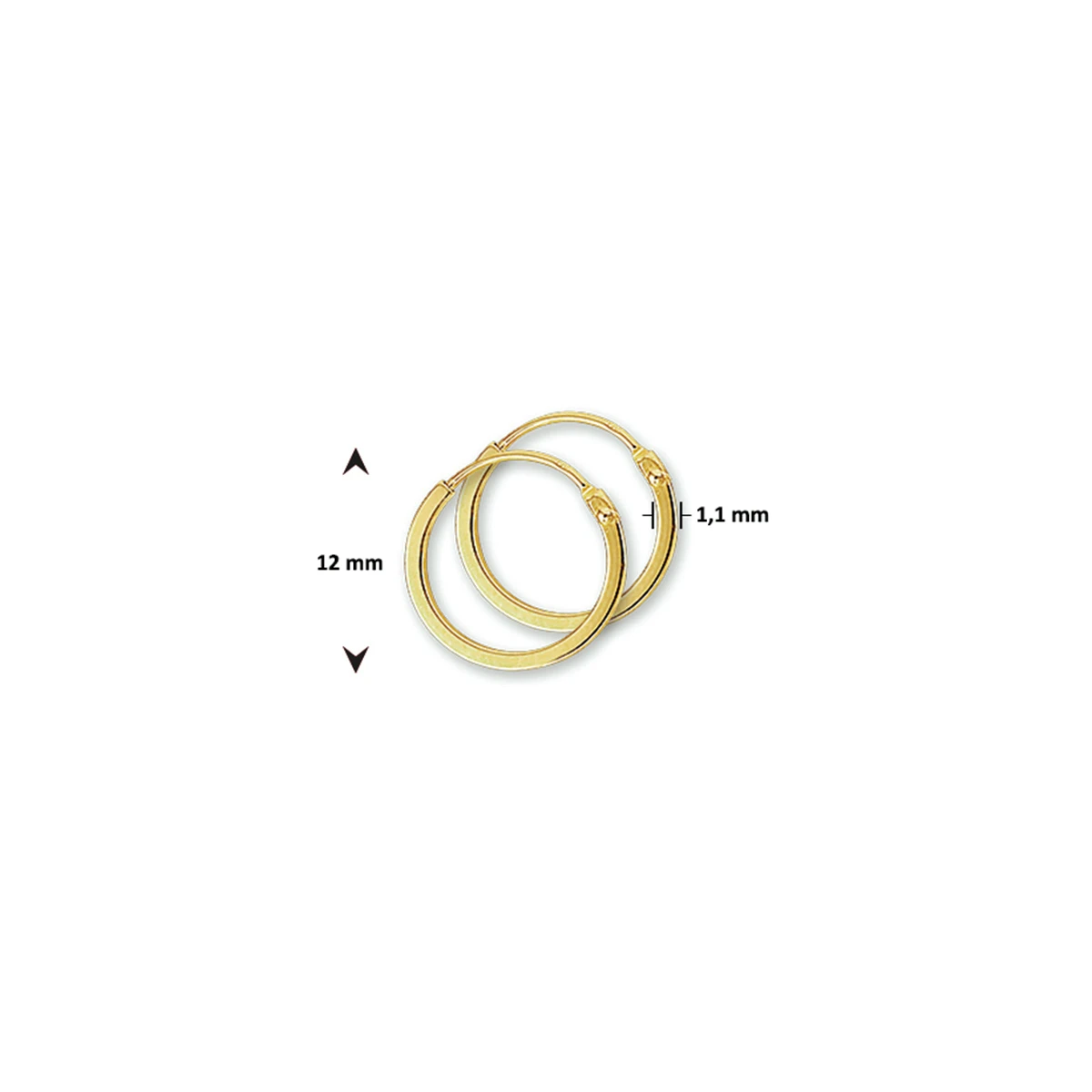 oorringen 1,1 mm vierkant 14K geelgoud