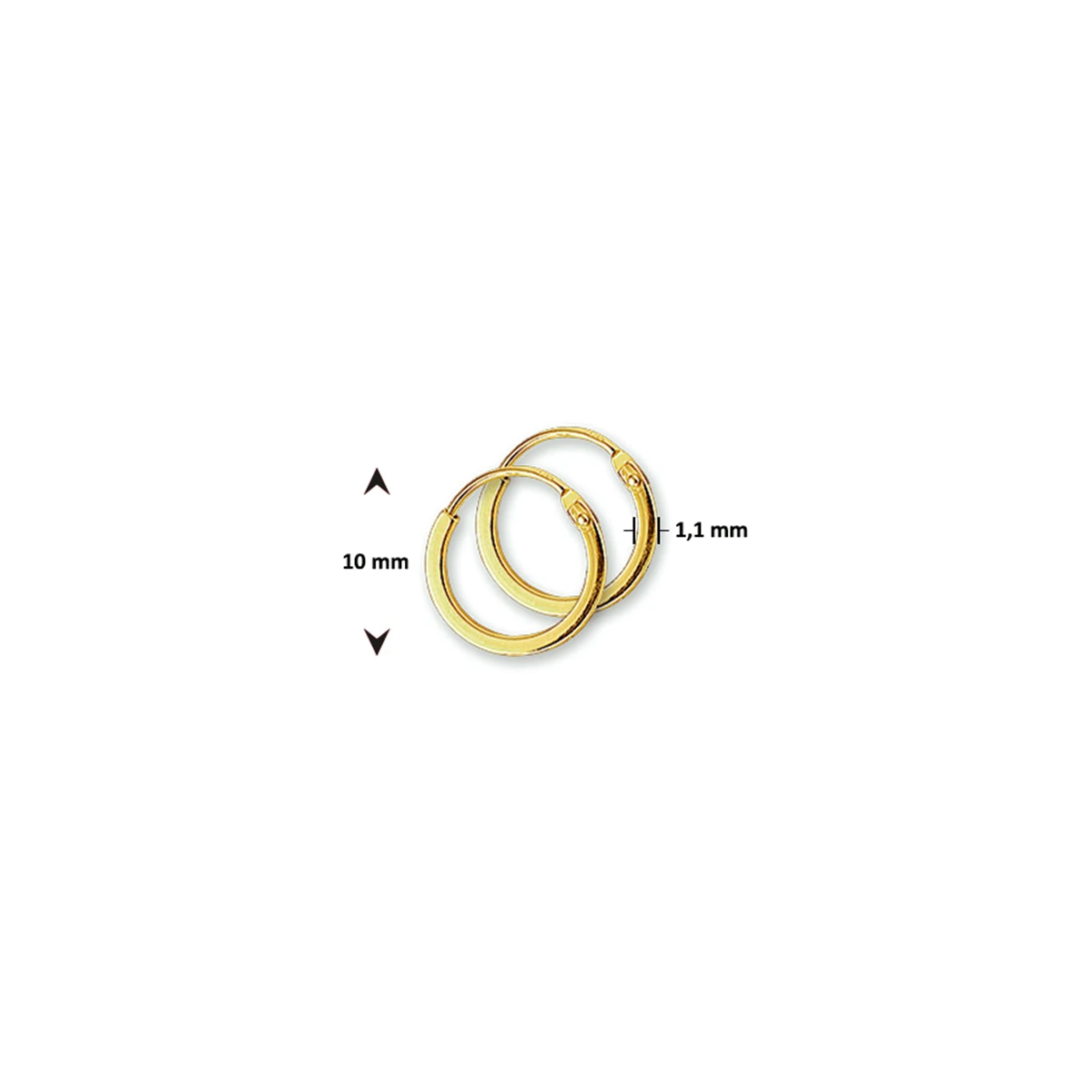 oorringen 1,1 mm vierkant 14K geelgoud