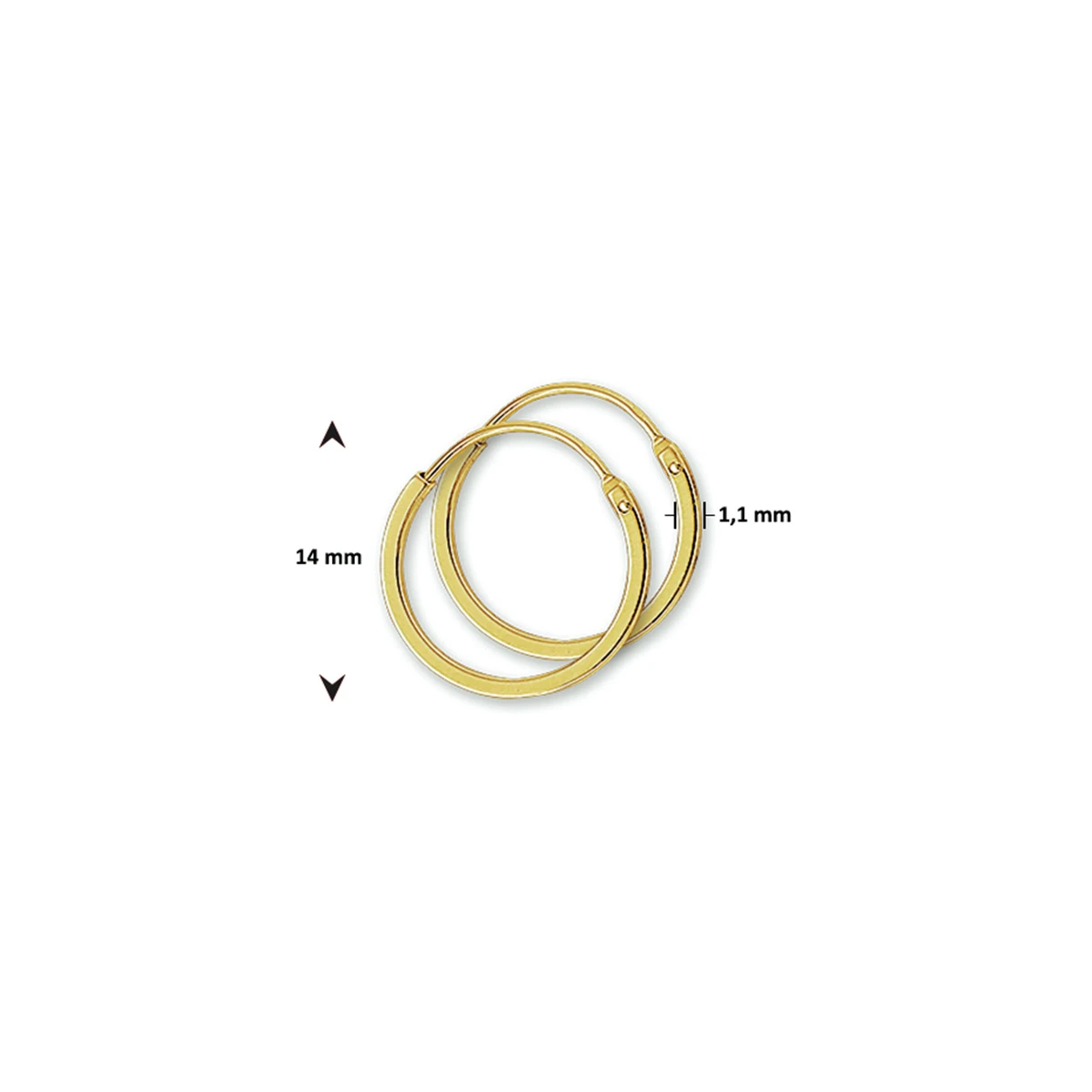 oorringen 1,1 mm vierkant 14K geelgoud