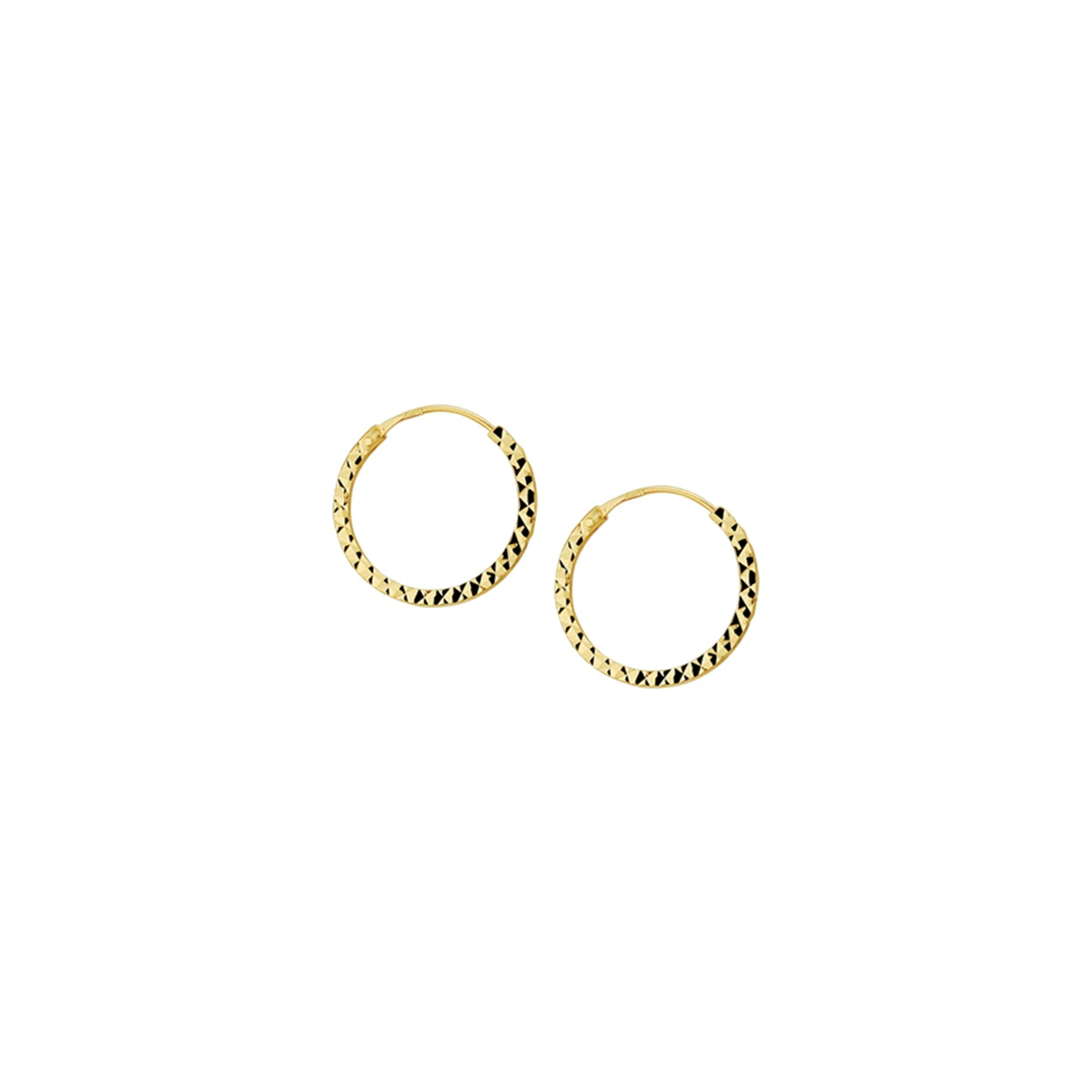 oorringen 1,2 mm vierkant gediamanteerd 14K geelgoud