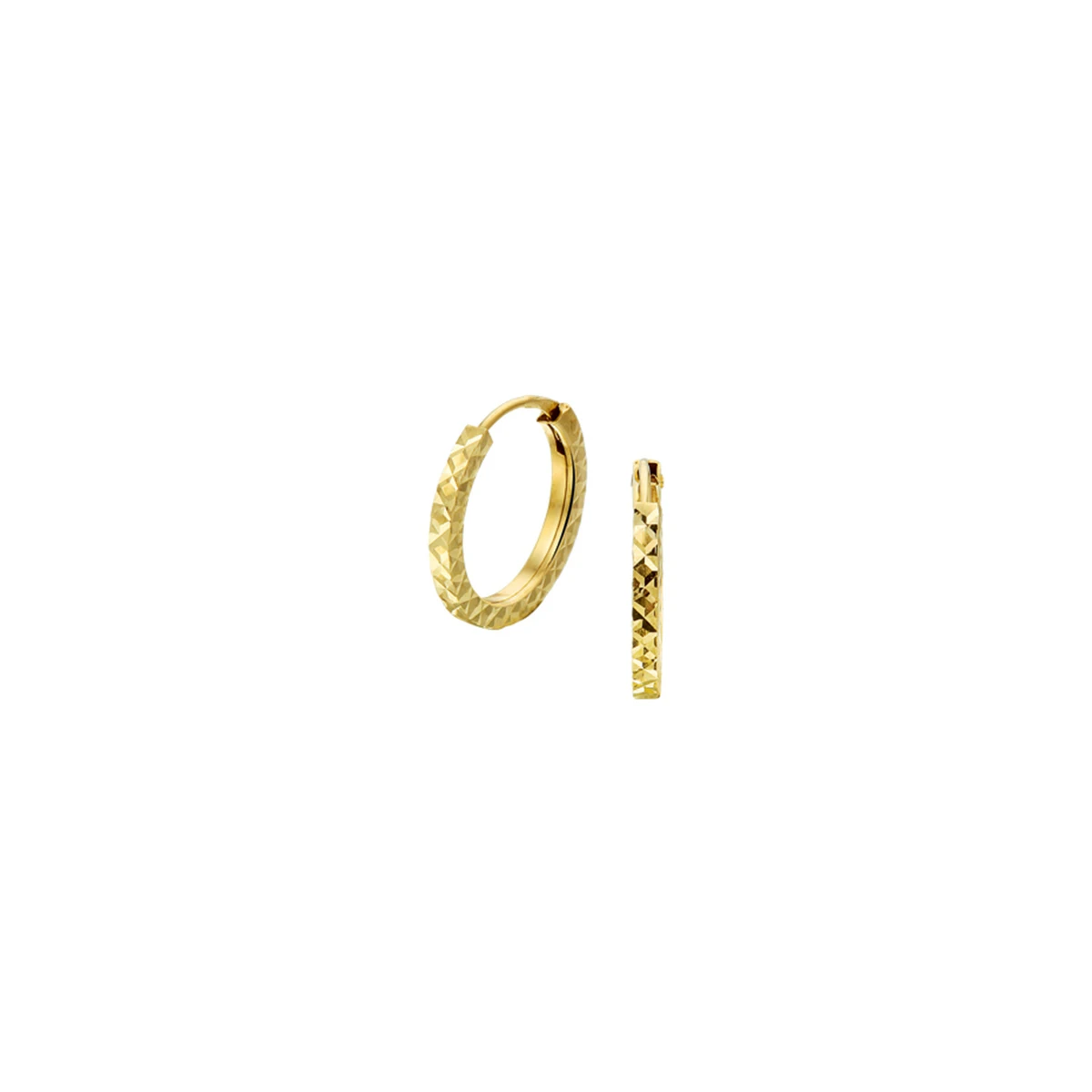 oorringen 1,2 mm vierkant gediamanteerd 14K geelgoud