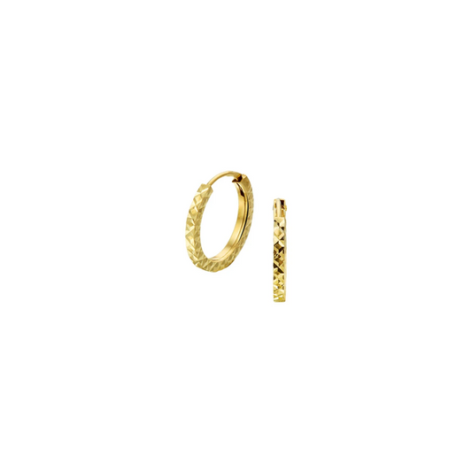 oorringen 1,2 mm vierkant gediamanteerd 14K geelgoud