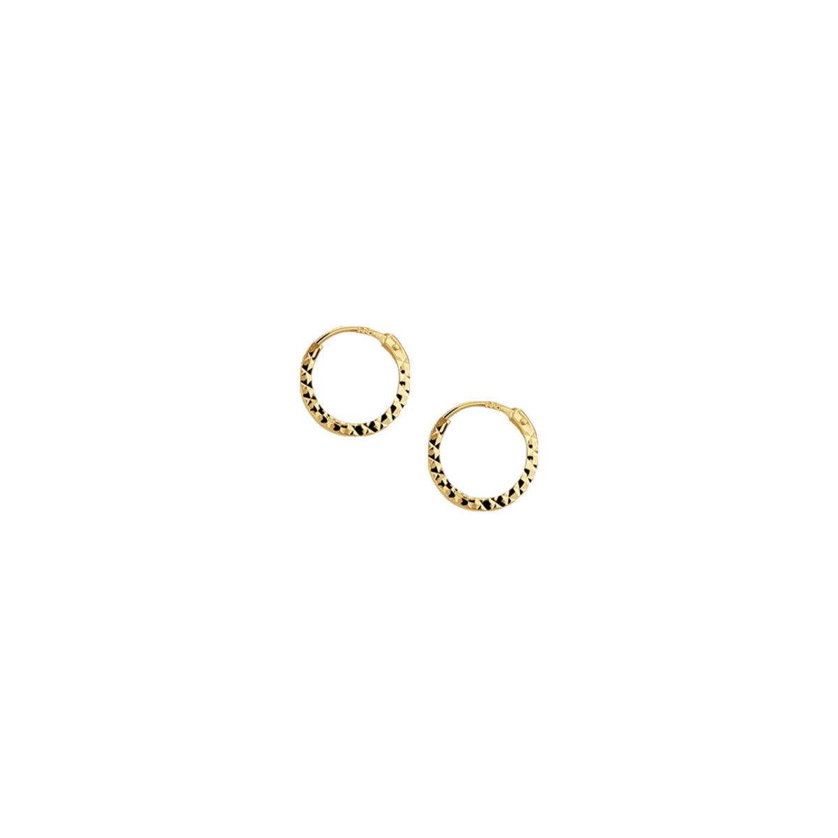 oorringen 1,2 mm vierkant gediamanteerd 14K geelgoud