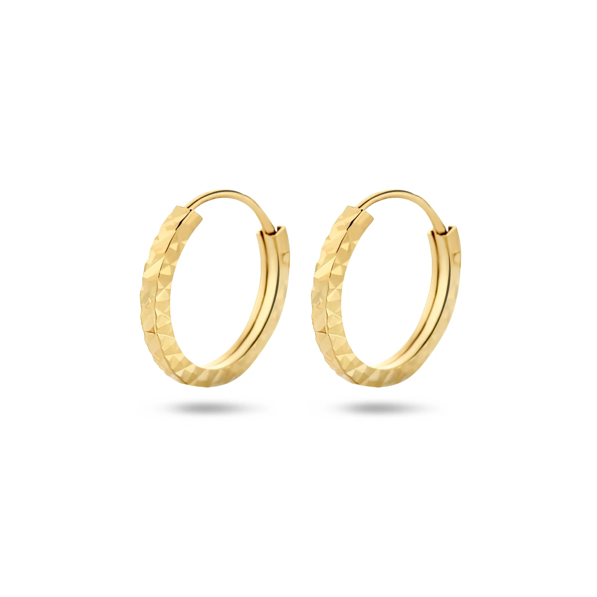 oorringen 1,2 mm gediamanteerd 14K geelgoud