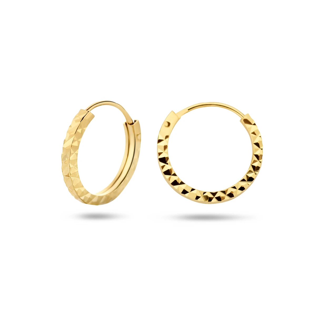 oorringen 1,2 mm gediamanteerd 14K geelgoud