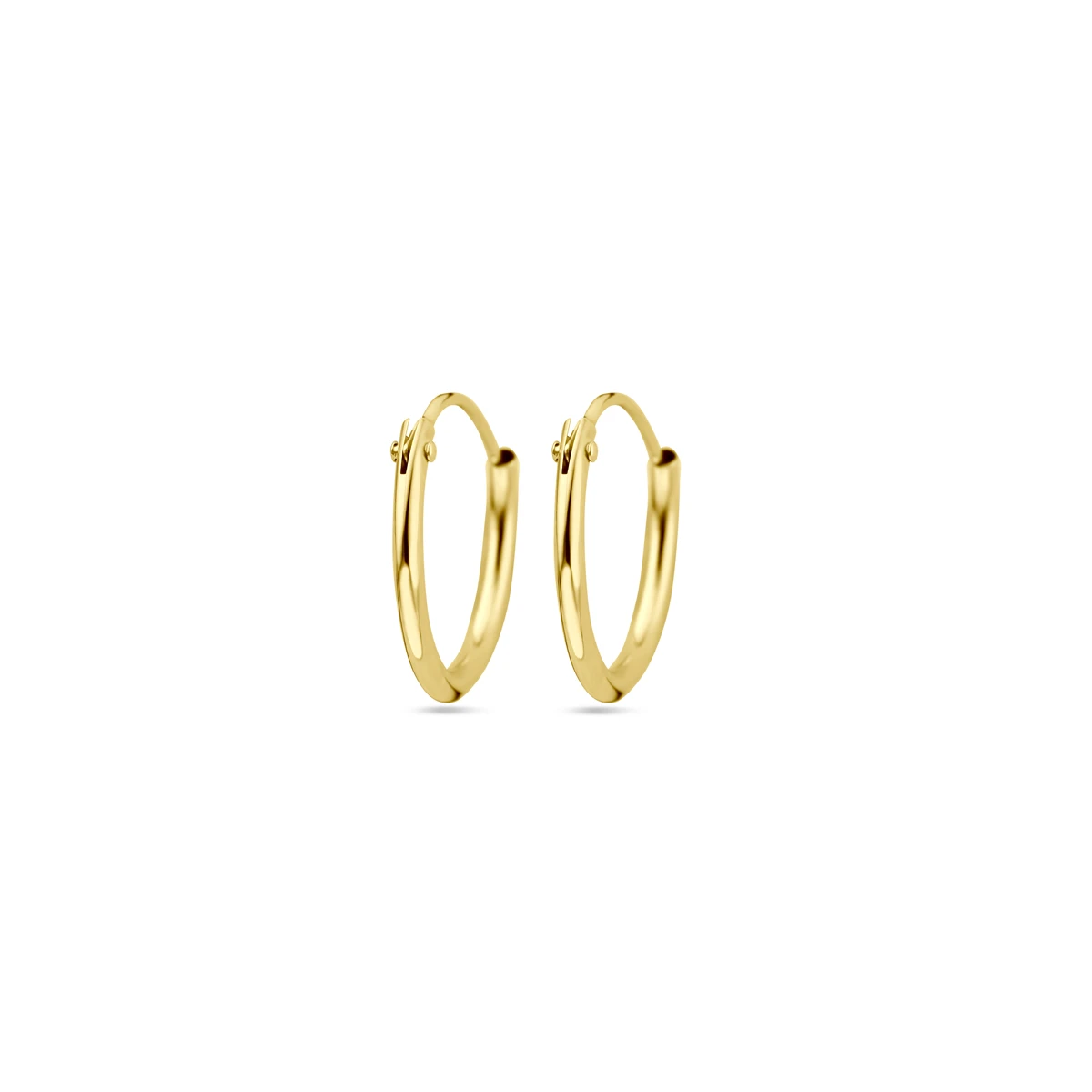 oorringen 1,3 mm ronde buis 14K geelgoud