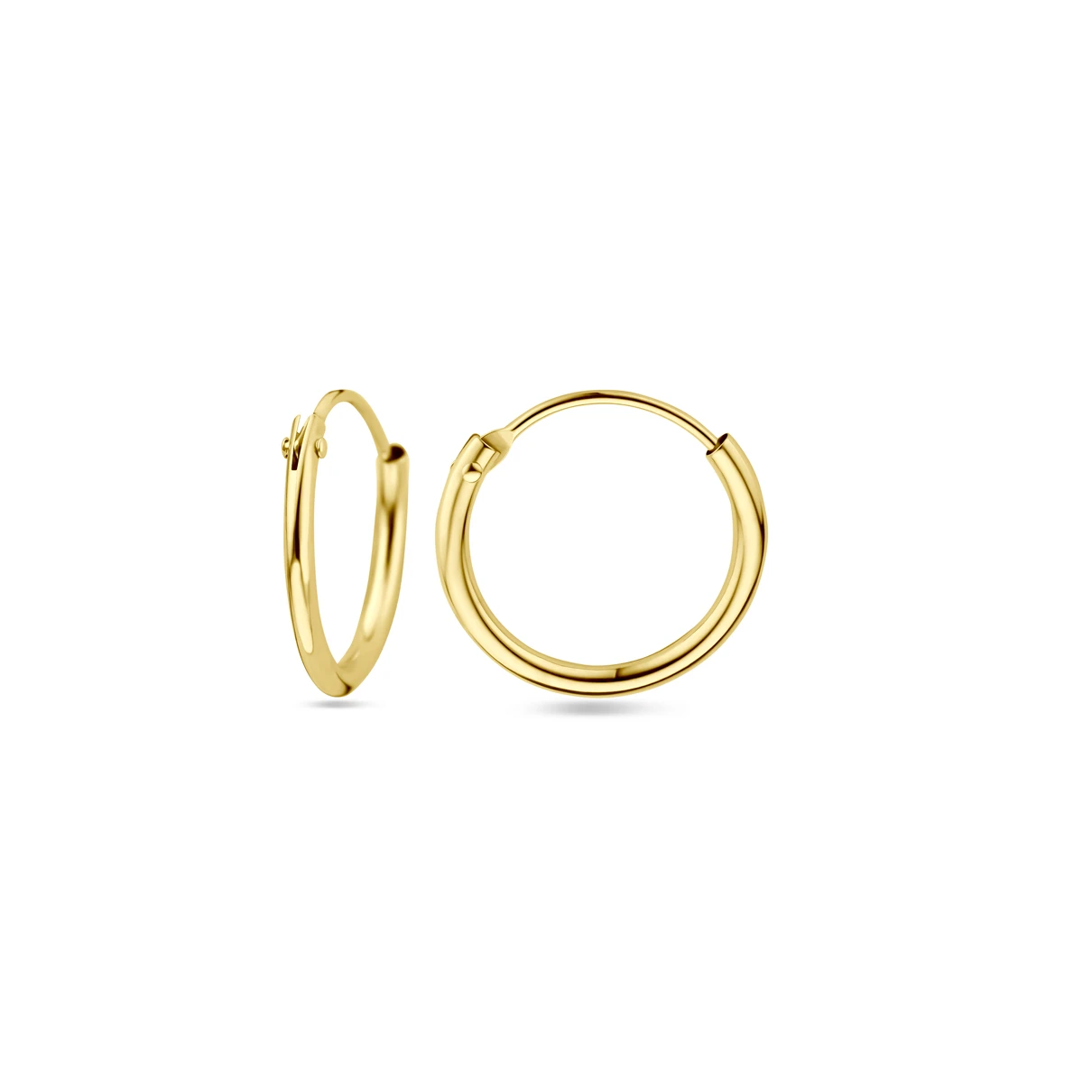 oorringen 1,3 mm ronde buis 14K geelgoud