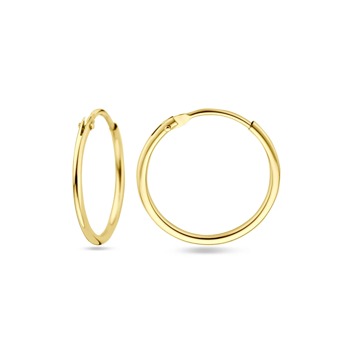 oorringen 1,3 mm ronde buis 14K geelgoud