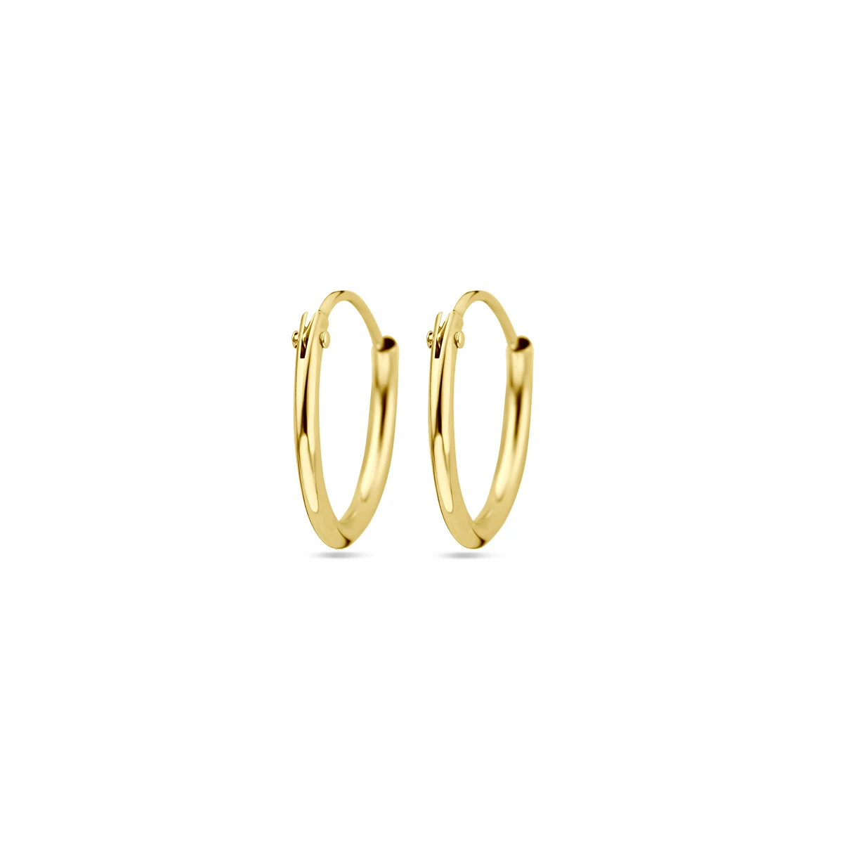 oorringen 1,3 mm ronde buis 14K geelgoud