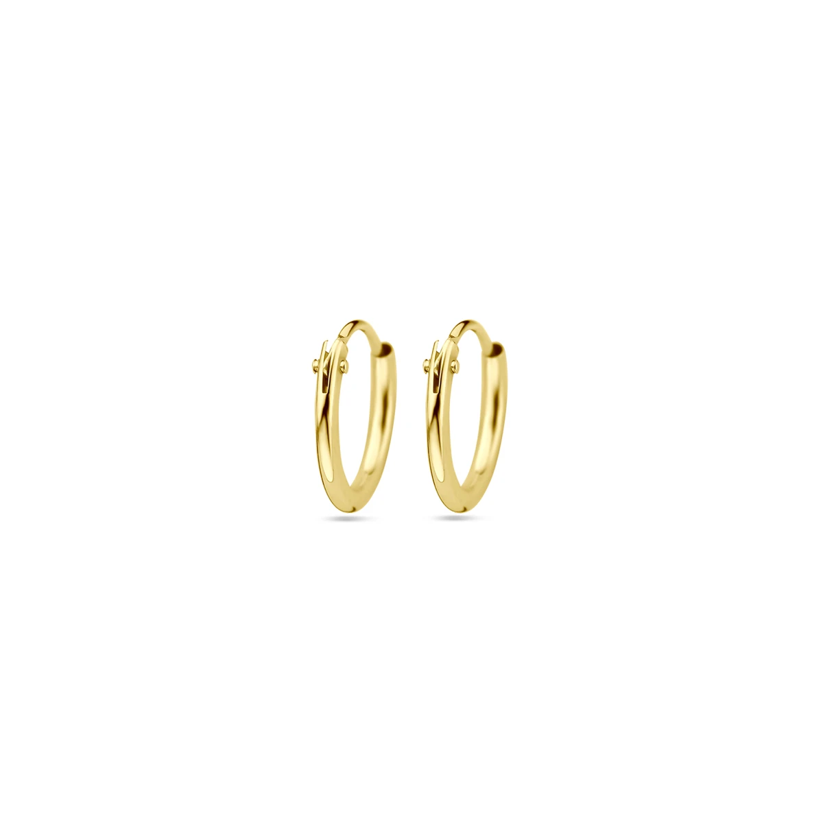 oorringen 1,3 mm ronde buis 14K geelgoud