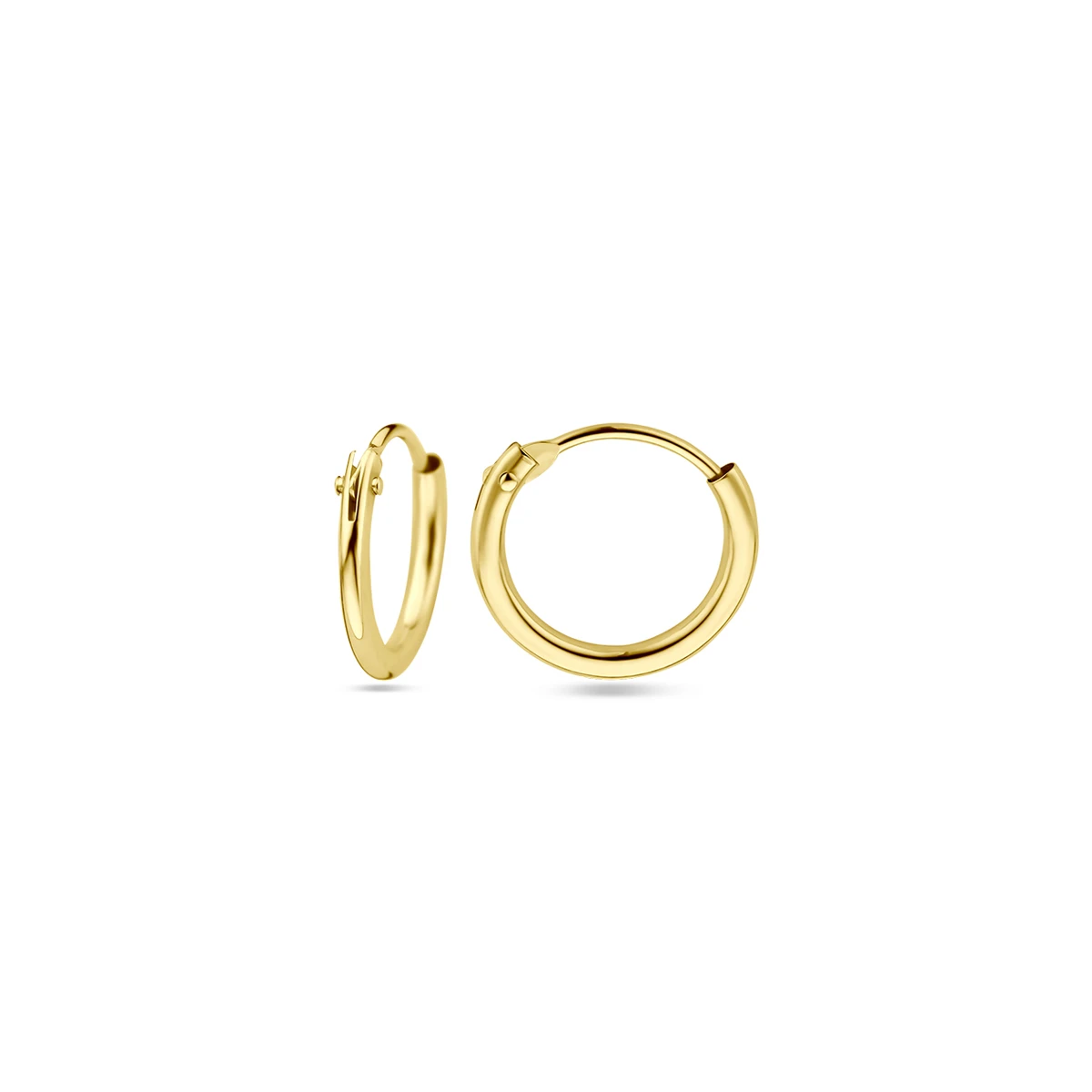 oorringen 1,3 mm ronde buis 14K geelgoud
