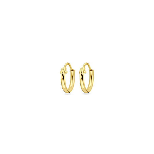 oorringen 1,3 mm ronde buis 14K geelgoud