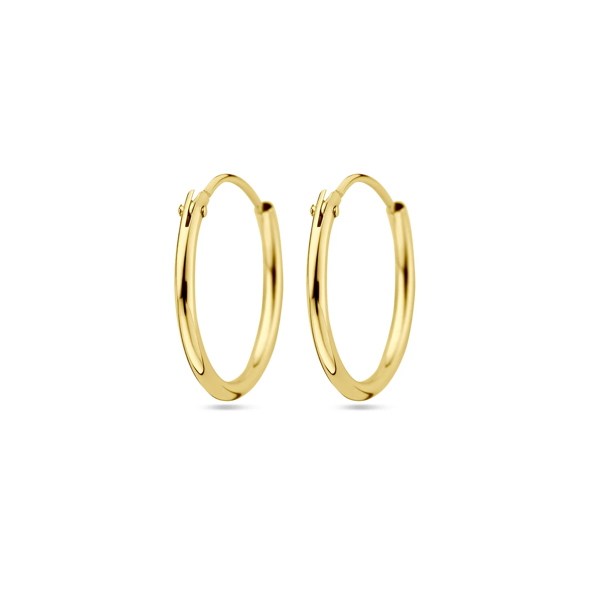 oorringen 1,3 mm ronde buis 14K geelgoud