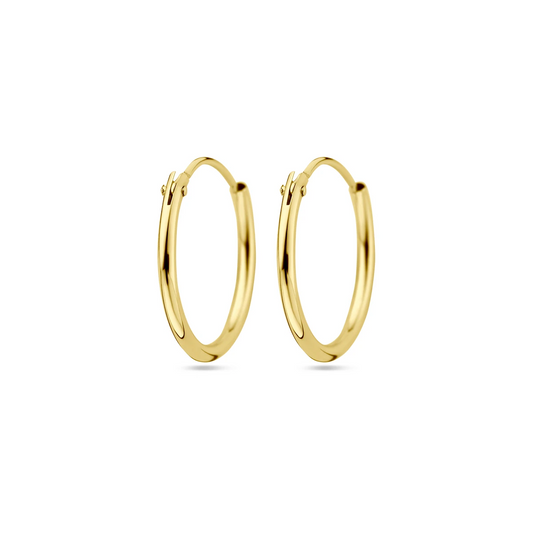 oorringen 1,3 mm ronde buis 14K geelgoud