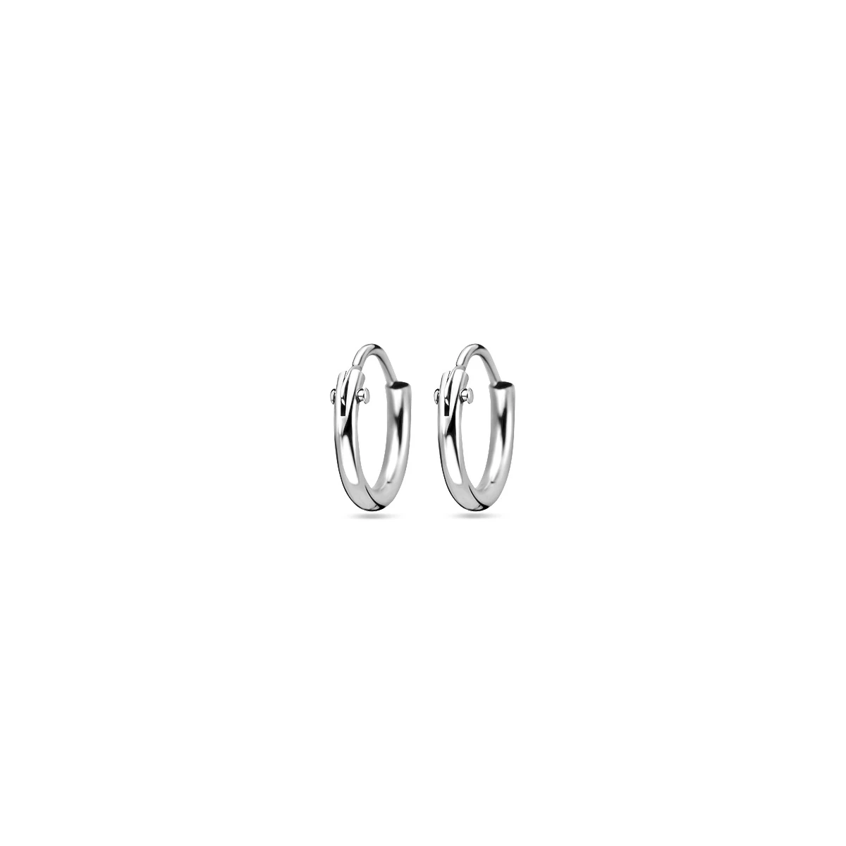 oorringen 1,3 mm  ronde buis 14K witgoud
