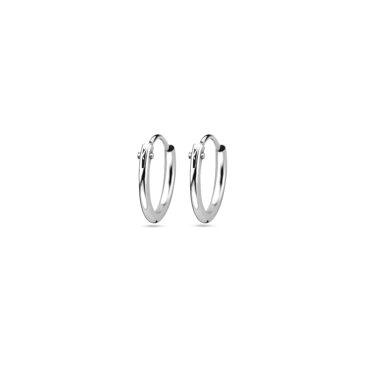 oorringen 1,3 mm  ronde buis 14K witgoud