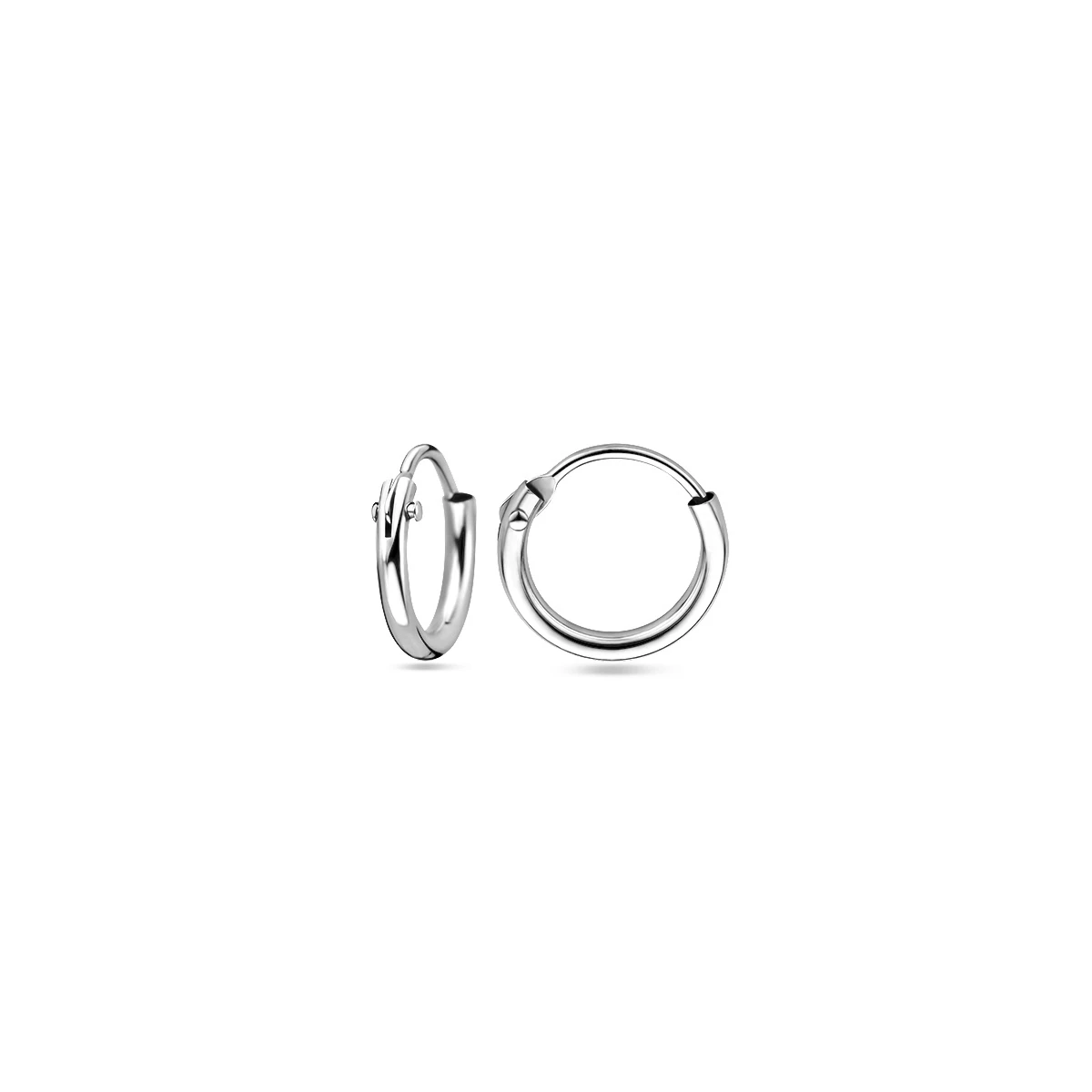 oorringen 1,3 mm  ronde buis 14K witgoud