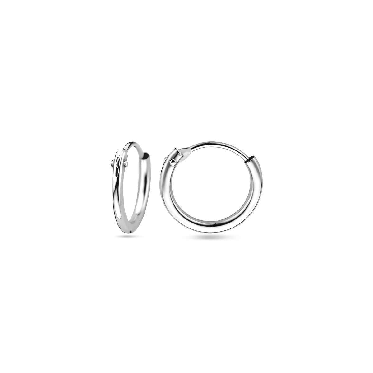 oorringen 1,3 mm  ronde buis 14K witgoud