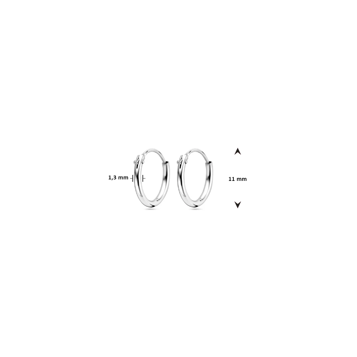 oorringen 1,3 mm ronde buis zilver gerhodineerd