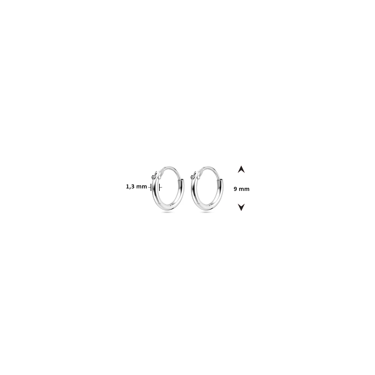 oorringen 1,3 mm ronde buis zilver gerhodineerd