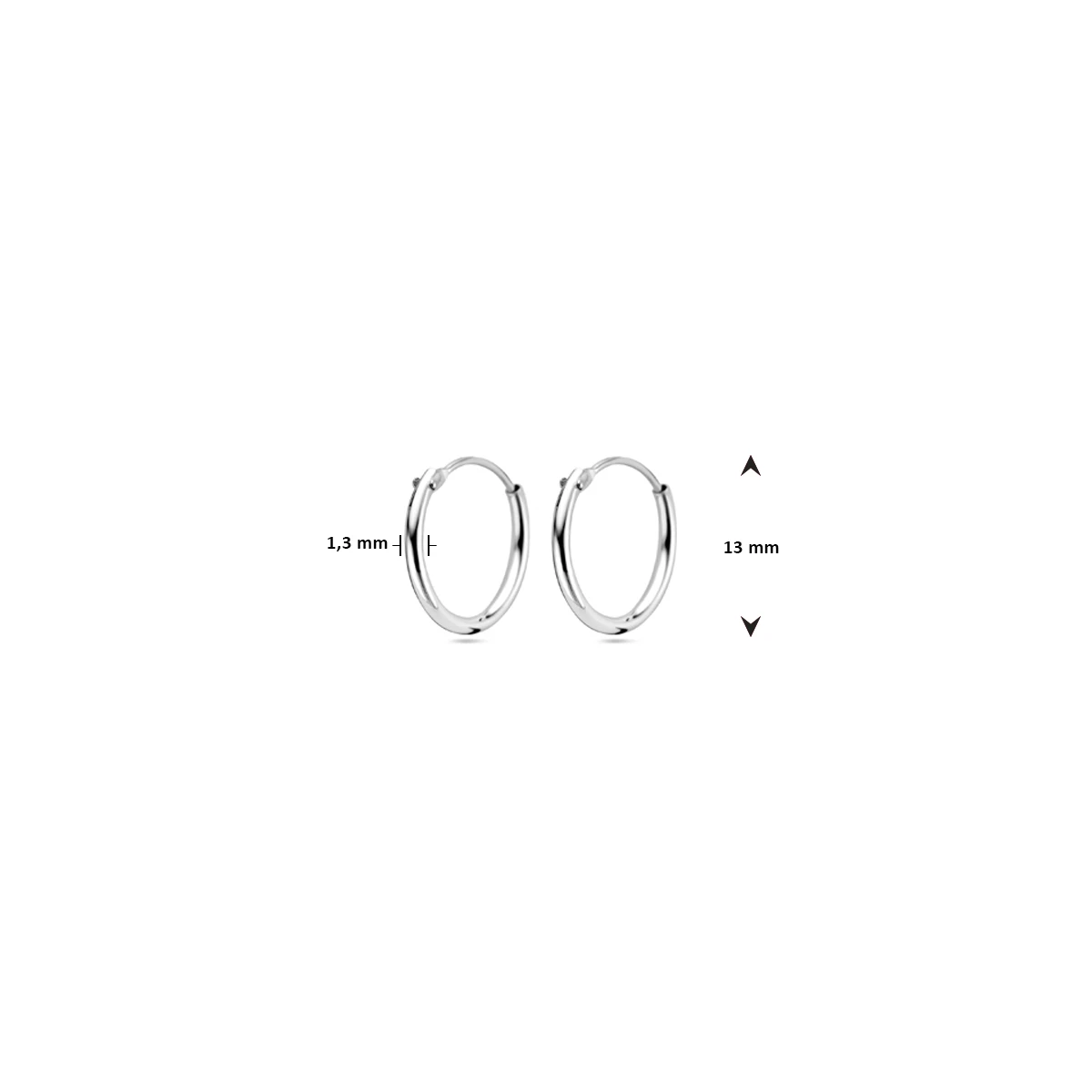 oorringen 1,3 mm ronde buis zilver gerhodineerd