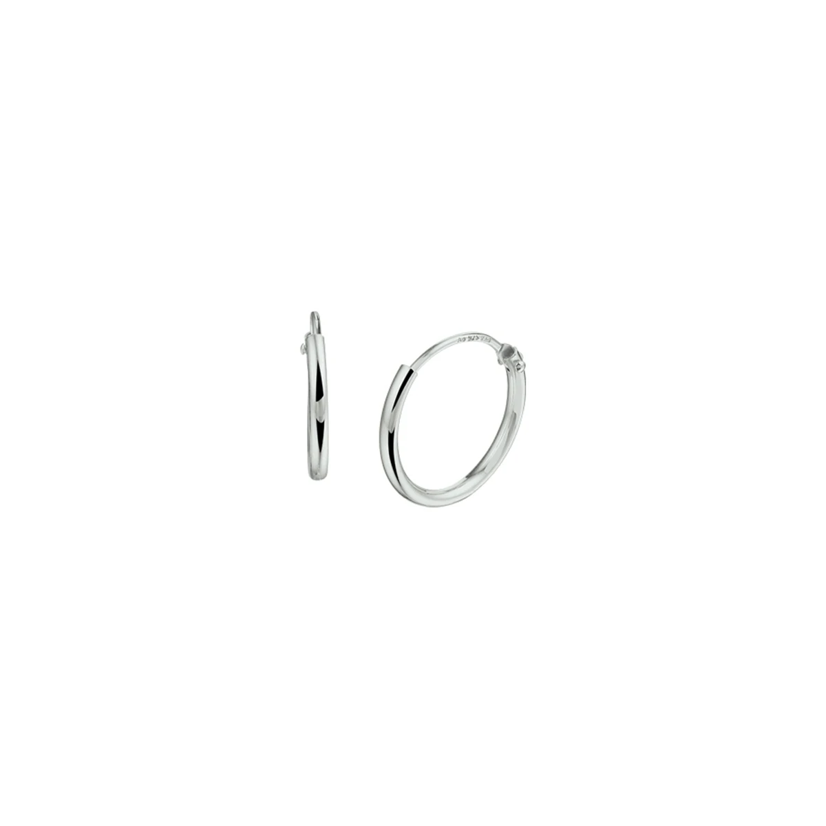 oorringen 1,3 mm ronde buis zilver wit