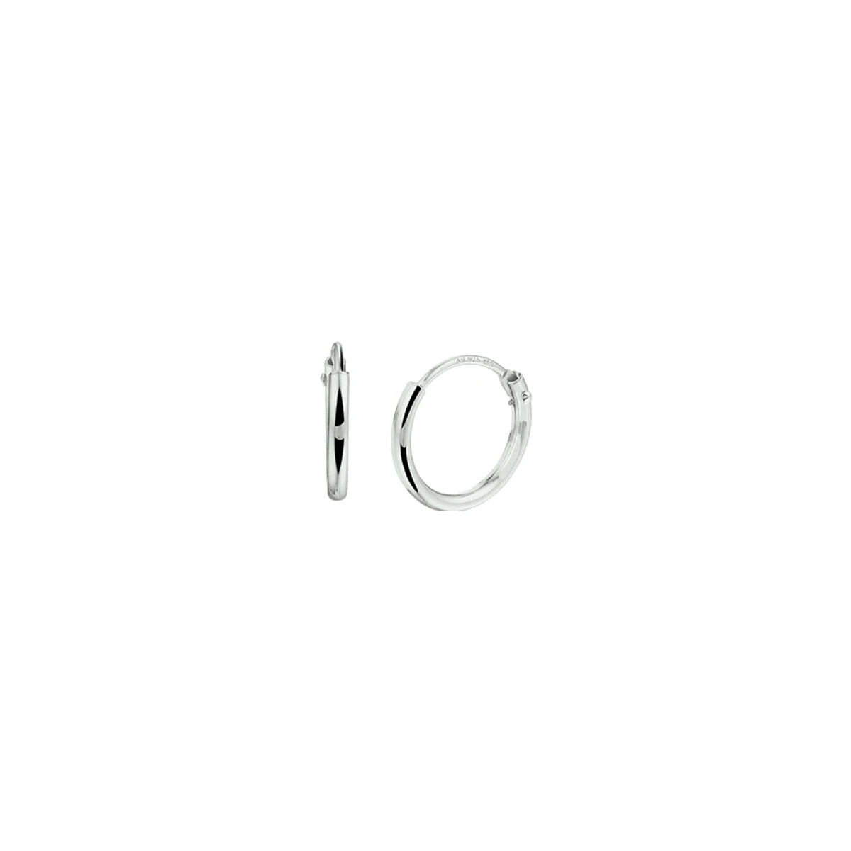 oorringen 1,3 mm ronde buis zilver wit