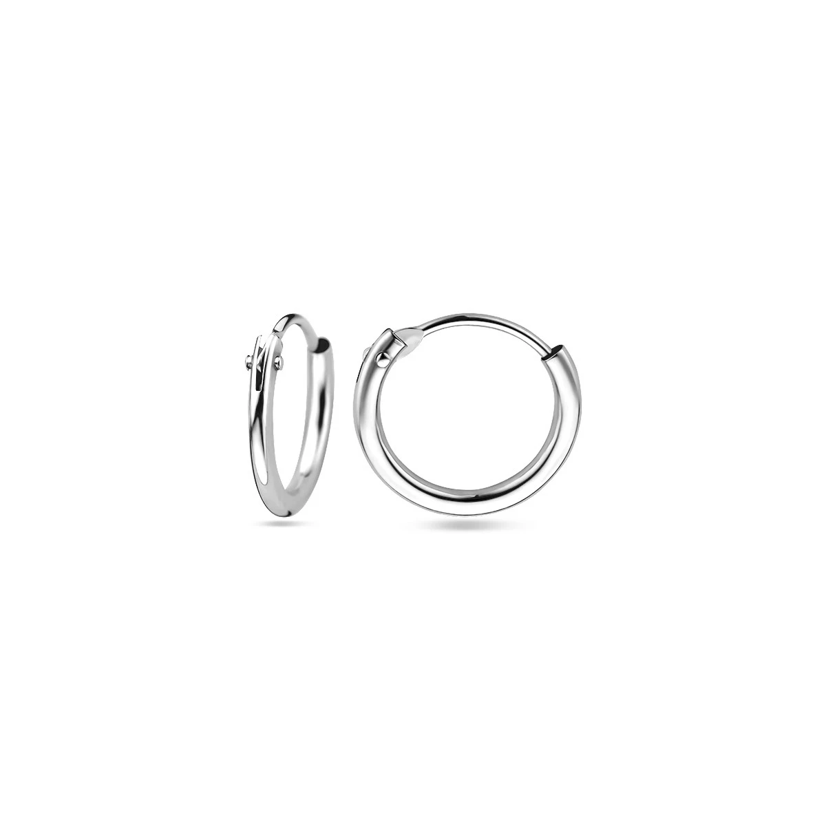 oorringen 1,3 mm ronde buis zilver wit