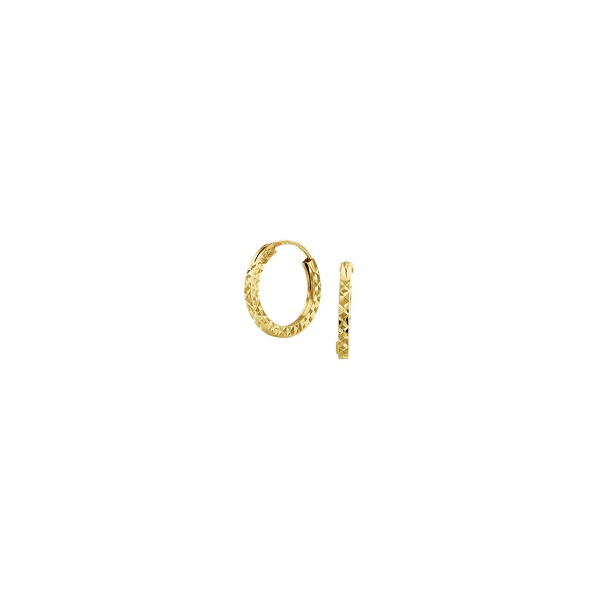 oorringen 1,5 mm vierkant gediamanteerd 14K geelgoud