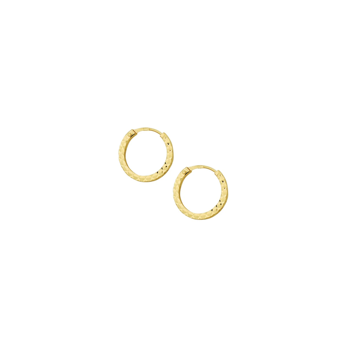 oorringen 1,5 mm vierkant gediamanteerd 14K geelgoud