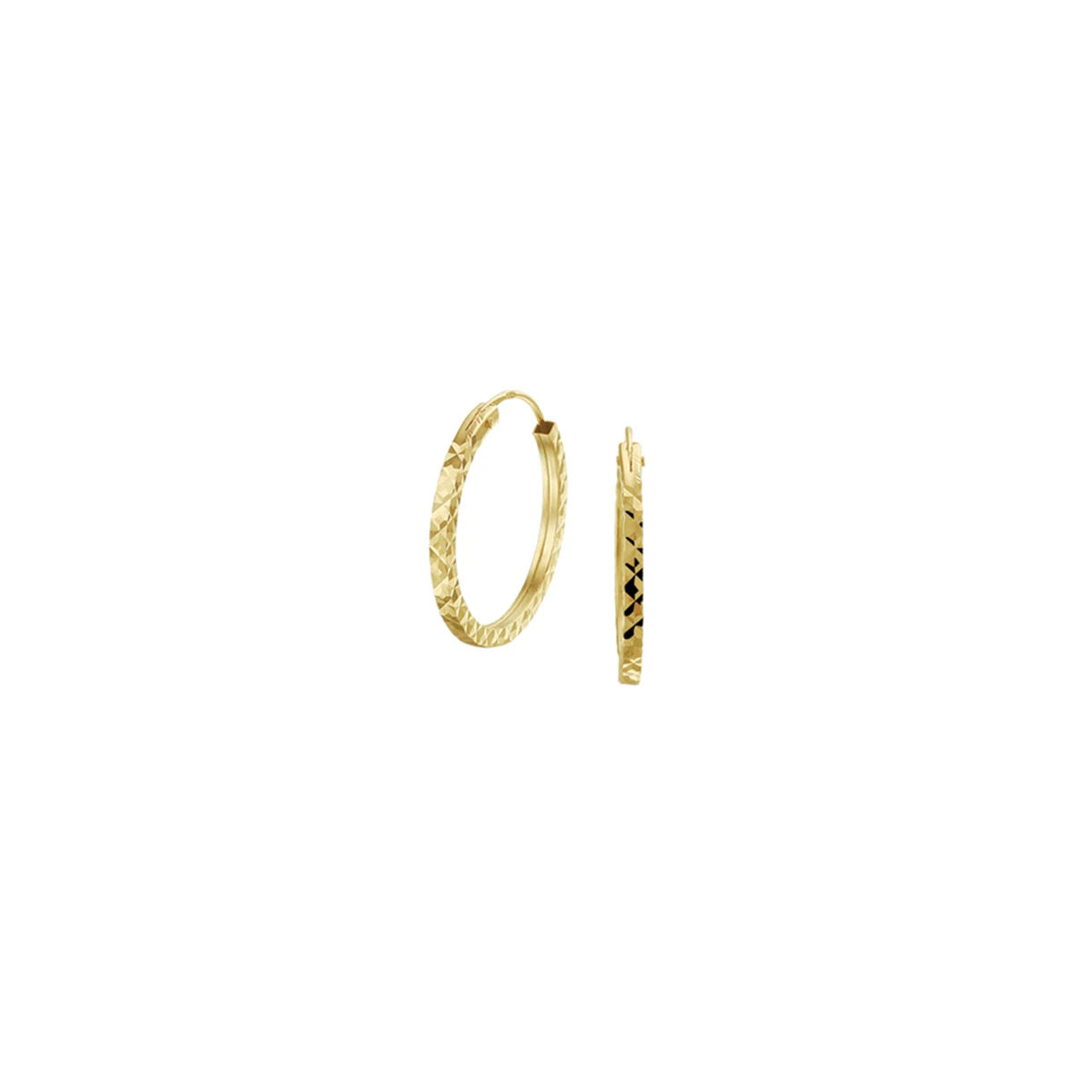 oorringen 1,5 mm vierkant gediamanteerd 14K geelgoud