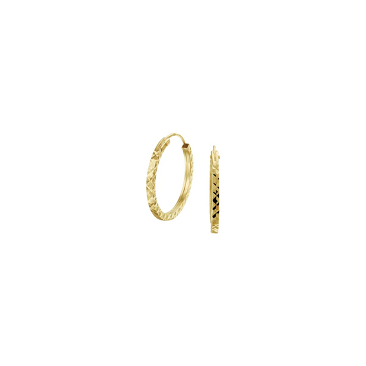 oorringen 1,5 mm vierkant gediamanteerd 14K geelgoud