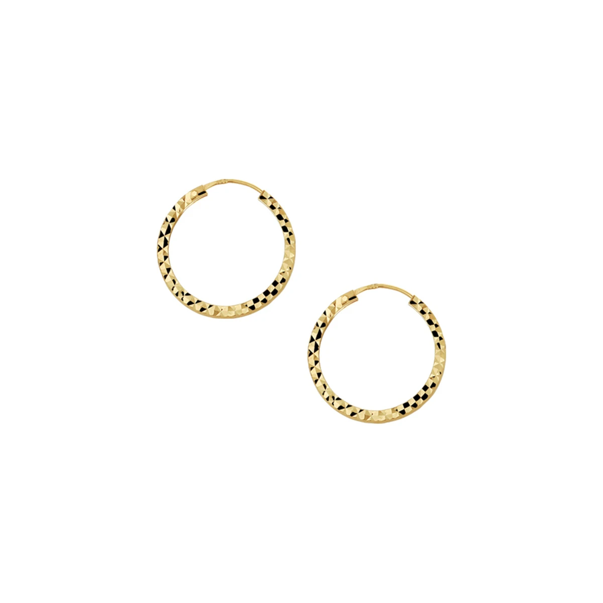 oorringen 1,5 mm vierkant gediamanteerd 14K geelgoud